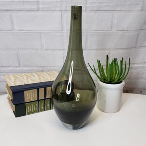 Vintage IKEA Salong Smoky Grey Hand Blown Glass Bud Vase 12" Modern Decor